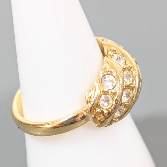 Vintage Avon Rhinestone Waves Dome Ring Hollywood Style Cocktail Size 8.5 - Picture 2 of 8